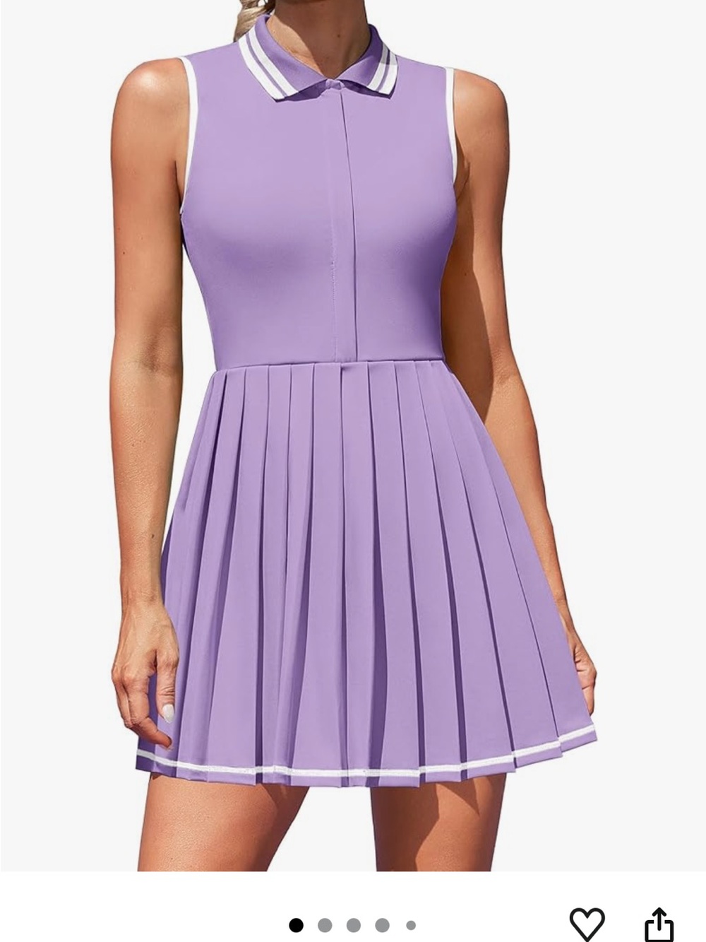 Lavender Sleeveless Polo Pleated Dress